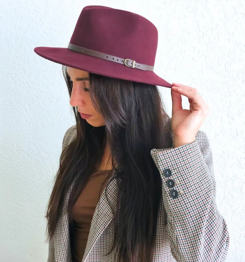 Chapeau Fedora en laine classique avec ceinture