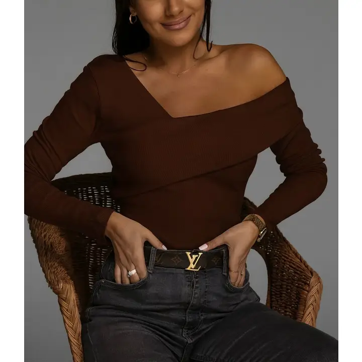 Top épaule dénudée (Marron)